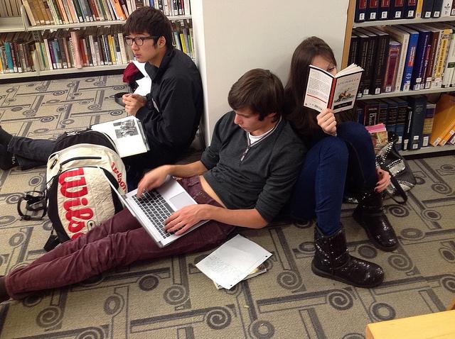 young people at Princeton Public Library after Sandy